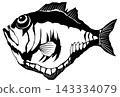 Cool black and white paper cutout art of deep-sea fish (with transparent background) 143334079