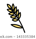 Flat vector illustration of wheat ears, suitable for bakery or agricultural designs. 143335384