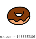 A flat vector illustration of a sweet and delicious chocolate donut. 143335386