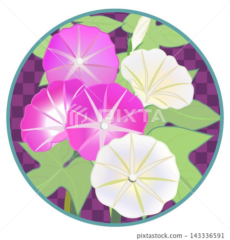 圓形背景的牽牛花插圖 圓形背景的牽牛花插圖 143336591