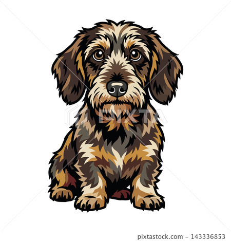 Cute Wirehaired Dachshund Dog Illustration. Cute Wirehaired Dachshund Dog Illustration. 143336853