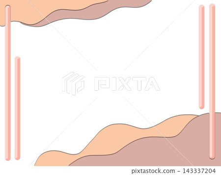 Earthy boho border background with pastel paper cut fluid waves and line frame Earthy boho border background with pastel paper cut fluid waves and line frame 143337204