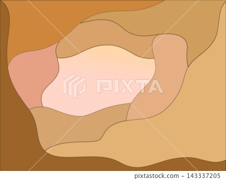 Earthy brown paper cut background with layered neutral fluid waves and central pink frame Earthy brown paper cut background with layered neutral fluid waves and central pink frame 143337205