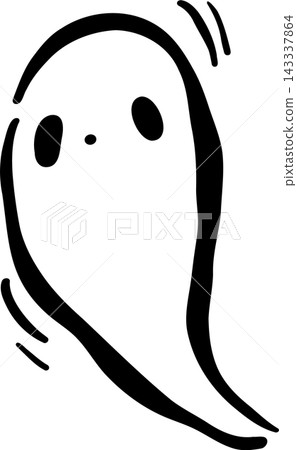 Spooky Ghost Halloween Outline Hand Drawn Black and White Spooky Ghost Halloween Outline Hand Drawn Black and White 143337864