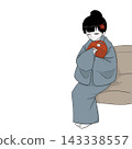 A woman in a kimono holding a hot water bottle: A warm winter life 143338557