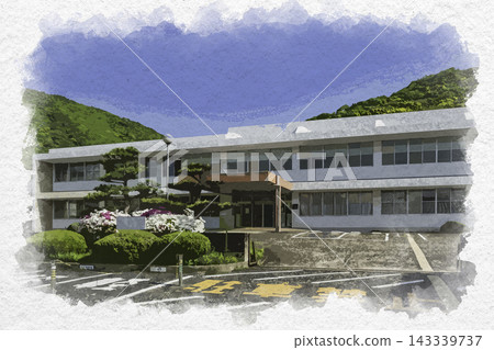 Watercolor style painting of the castle town of Tatsuno, Tatsuno Summary Court, Tatsuno City, Hyogo Prefecture Watercolor style painting of the castle town of Tatsuno, Tatsuno Summary Court, Tatsuno City, Hyogo Prefecture 143339737