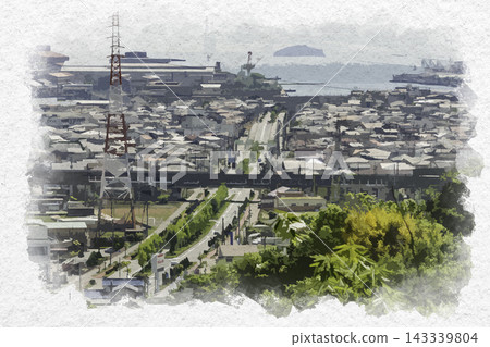 兵庫縣高砂市播磨海岸工業區的水彩畫 兵庫縣高砂市播磨海岸工業區的水彩畫 143339804