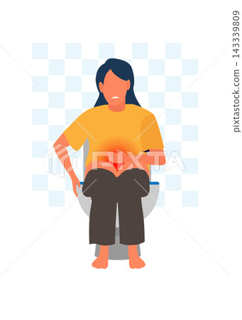 A woman holding her stomach in the toilet stock illustration A woman holding her stomach in the toilet stock illustration 143339809