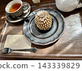 A Mont Blanc and tea at a window seat 143339829