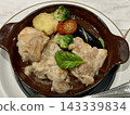 Chicken ajillo made in a skillet 143339834