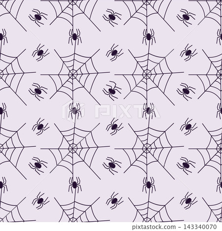 Halloween seamless pattern with spider and web, spooky holiday vector background for fabric, wrapping paper and digital paper design Halloween seamless pattern with spider and web, spooky holiday vector background for fabric, wrapping paper and digital paper design 143340070