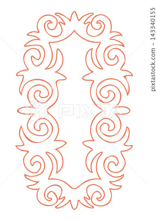 Kyrgyz shyrdak ornament frame in line art style, traditional nomad felt carpet pattern border for cultural branding and textile design Kyrgyz shyrdak ornament frame in line art style, traditional nomad felt carpet pattern border for cultural branding and textile design 143340155