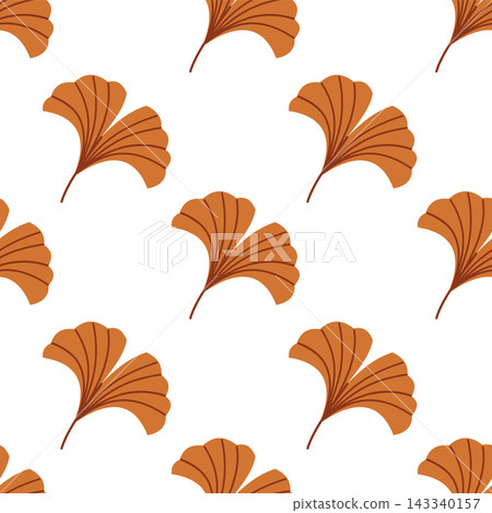 Ginkgo biloba leaves seamless pattern with terracotta autumn leaf elements for textile fabric design and wallpaper packaging Ginkgo biloba leaves seamless pattern with terracotta autumn leaf elements for textile fabric design and wallpaper packaging 143340157