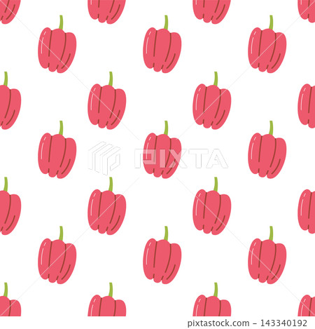 Pepper seamless pattern with hand drawn red bell pepper for kitchen fabric and healthy food packaging 143340192