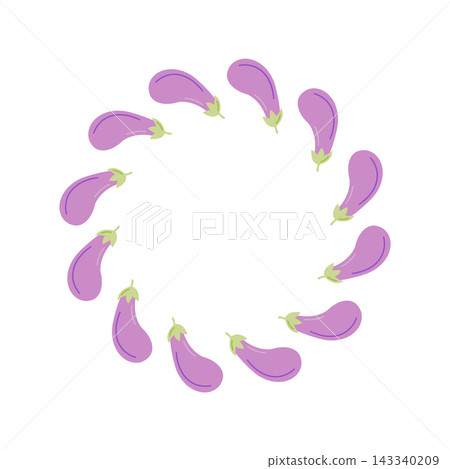 Eggplant round frame with hand drawn purple aubergine in circle shape for logo and label design Eggplant round frame with hand drawn purple aubergine in circle shape for logo and label design 143340209