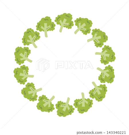 Broccoli Floret Round Frame on Transparent Background Broccoli Floret Round Frame on Transparent Background 143340221