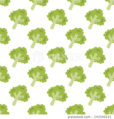 Cute Broccoli Seamless Pattern Isolated on White Background 143340222