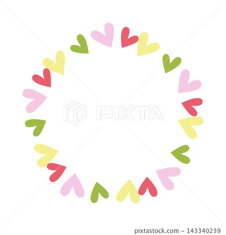 Cute Hand Drawn Colorful Heart Wreath Frame Vector 143340239