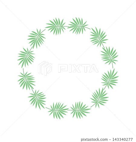Palm wreath vector flat botanical frame circle leaf border invitation template 143340277