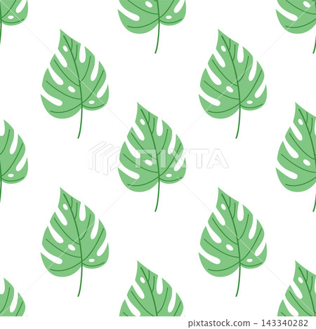 Monstera leaf seamless pattern vector flat botanical background summer textile print Monstera leaf seamless pattern vector flat botanical background summer textile print 143340282