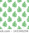 Green monstera leaf seamless pattern, minimalist tropical botanical background for fabric, wallpaper, nursery decor and organic packaging 143340294