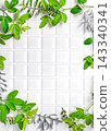 Green leaf and white tile full-frame background 143340341