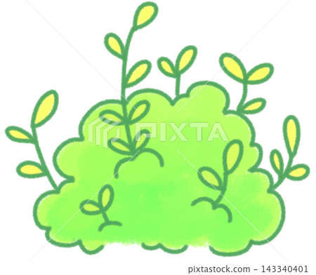 Green overgrown bush in cute hand drawn style Green overgrown bush in cute hand drawn style 143340401