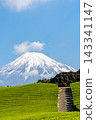 靜岡縣：日本最壯觀的景色－春日藍天、富士山和茶園。 143341147