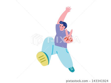 An illustration of a boy jumping for joy. An illustration of a boy jumping for joy. 143341924