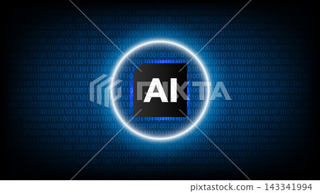 Glowing microchip concept binary code digital wall background for artificial intelligence technology Glowing microchip concept binary code digital wall background for artificial intelligence technology 143341994