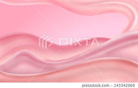 Abstract soft pink silk fluid wave background with realistic 3D satin drapes and copy space Abstract soft pink silk fluid wave background with realistic 3D satin drapes and copy space 143342069