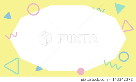 Pop and cute yellow background frames in the shape of triangles and circles. 143342378