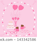 Cake, cookies, flowers, and hearts. Romantic background. Concept of holidays March 8, Mother s Day, Valentine s Day, Family Day. 143342586