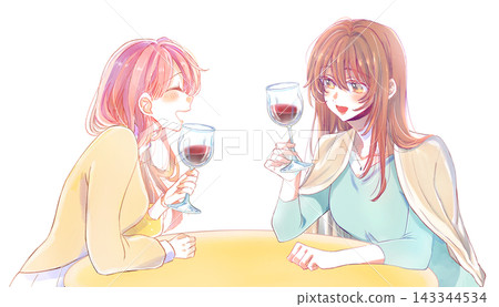 Two women drinking wine Two women drinking wine 143344534