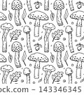 Seamless hand-drawn mushroom pattern 143346345