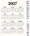 Minimalist 2027 annual calendar 143346346