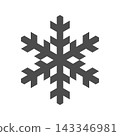 This design depicts a snowflake icon in a flat, geometrical style. The silhouette captures the essence of winter, showcasing the unique shape of a snow flake. 143346981