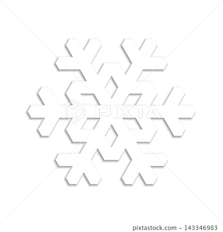 This design features a white snowflake icon with a geometrical silhouette and dropped shadow. It is suitable for winter themes, decorations, or other creative projects. Simplicity is key in this This design features a white snowflake icon with a geometrical silhouette and dropped shadow. It is suitable for winter themes, decorations, or other creative projects. Simplicity is key in this 143346983