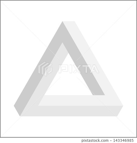 An artistic representation of a Penrose triangle, a geometric figure that creates an optical illusion of an impossible object. The design emphasizes sharp angles and clean lines. An artistic representation of a Penrose triangle, a geometric figure that creates an optical illusion of an impossible object. The design emphasizes sharp angles and clean lines. 143346985