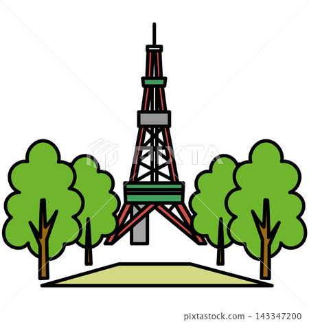 A simple drawing of Sapporo TV Tower using thick lines; landscape, color. A simple drawing of Sapporo TV Tower using thick lines; landscape, color. 143347200