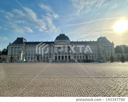 The majestic Royal Palace of Brussels, Belgium, bathed in the setting sun. 143347780