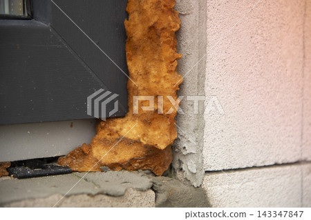 Destroyed mounting foam Destroyed mounting foam 143347847