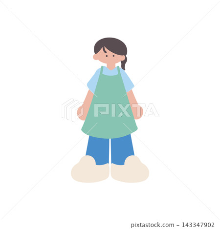 手繪向量插圖，描繪了一位站立的女性護理人員。 143347902