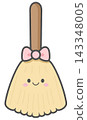 Cute Broom Character with Bow for Happy Home 143348005