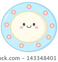 Cute Smiling Plate Character with Floral Pattern 143348401