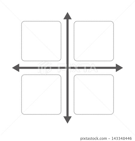 Simple 4-quadrant matrix diagram with dotted box and arrow chart Simple 4-quadrant matrix diagram with dotted box and arrow chart 143348446