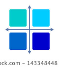 Blue-colored 4-quadrant matrix diagram with arrows - Business chart 143348448