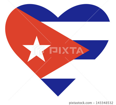 Flag of Cuba isolated in heart shape. Flag of Cuba isolated in heart shape. 143348532