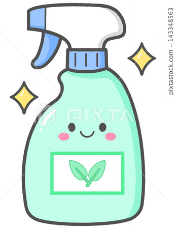 Cute Smiling Organic Cleaning Spray Bottle Character Cute Smiling Organic Cleaning Spray Bottle Character 143348563