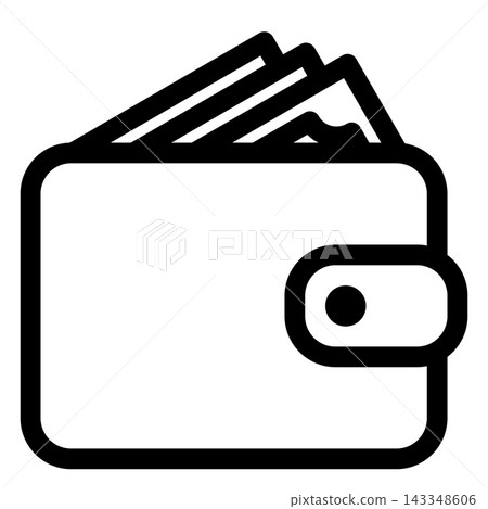 Wallet with Cash Bills Outline Icon for Money, Savings and Financial Concepts Wallet with Cash Bills Outline Icon for Money, Savings and Financial Concepts 143348606
